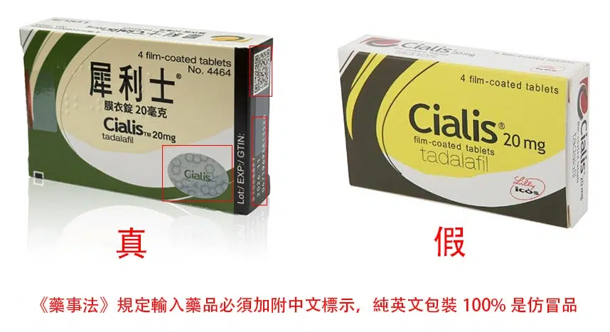 犀利士包裝真假對比圖示